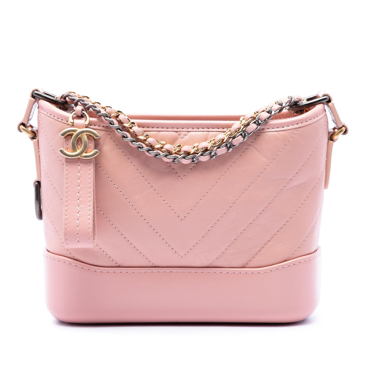 Chanel Small Chevron Aged Calfskin Gabrielle Hobo - Pink