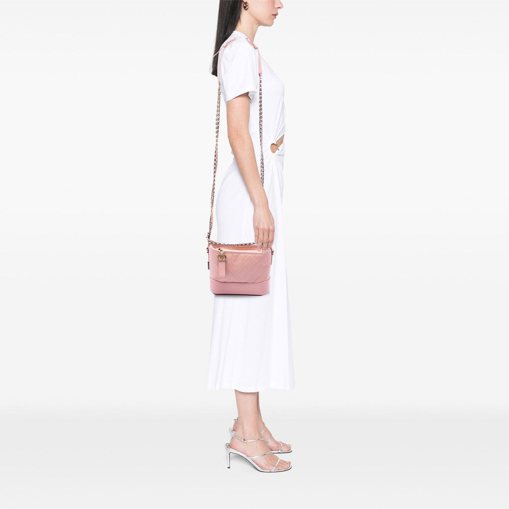 Chanel Small Chevron Aged Calfskin Gabrielle Hobo - Pink