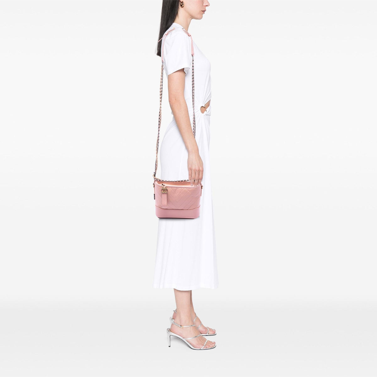 Chanel Small Chevron Aged Calfskin Gabrielle Hobo - Pink