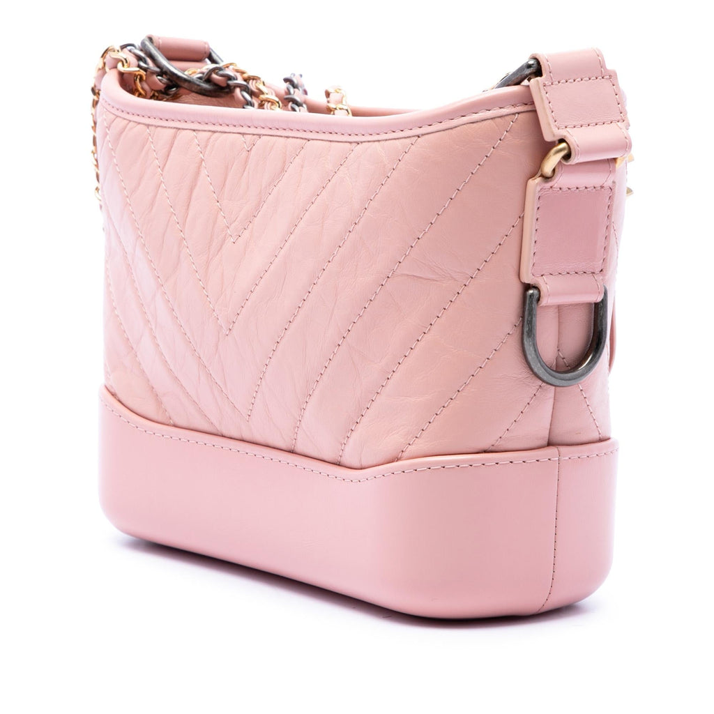 Chanel Small Chevron Aged Calfskin Gabrielle Hobo - Pink