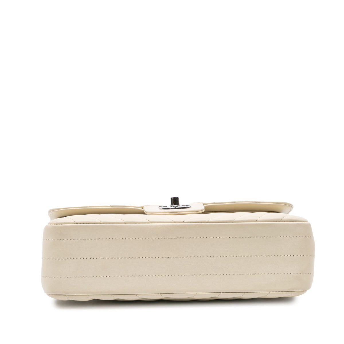 Chanel Small Classic Chevron Lambskin Double Flap Shoulder Bag - White