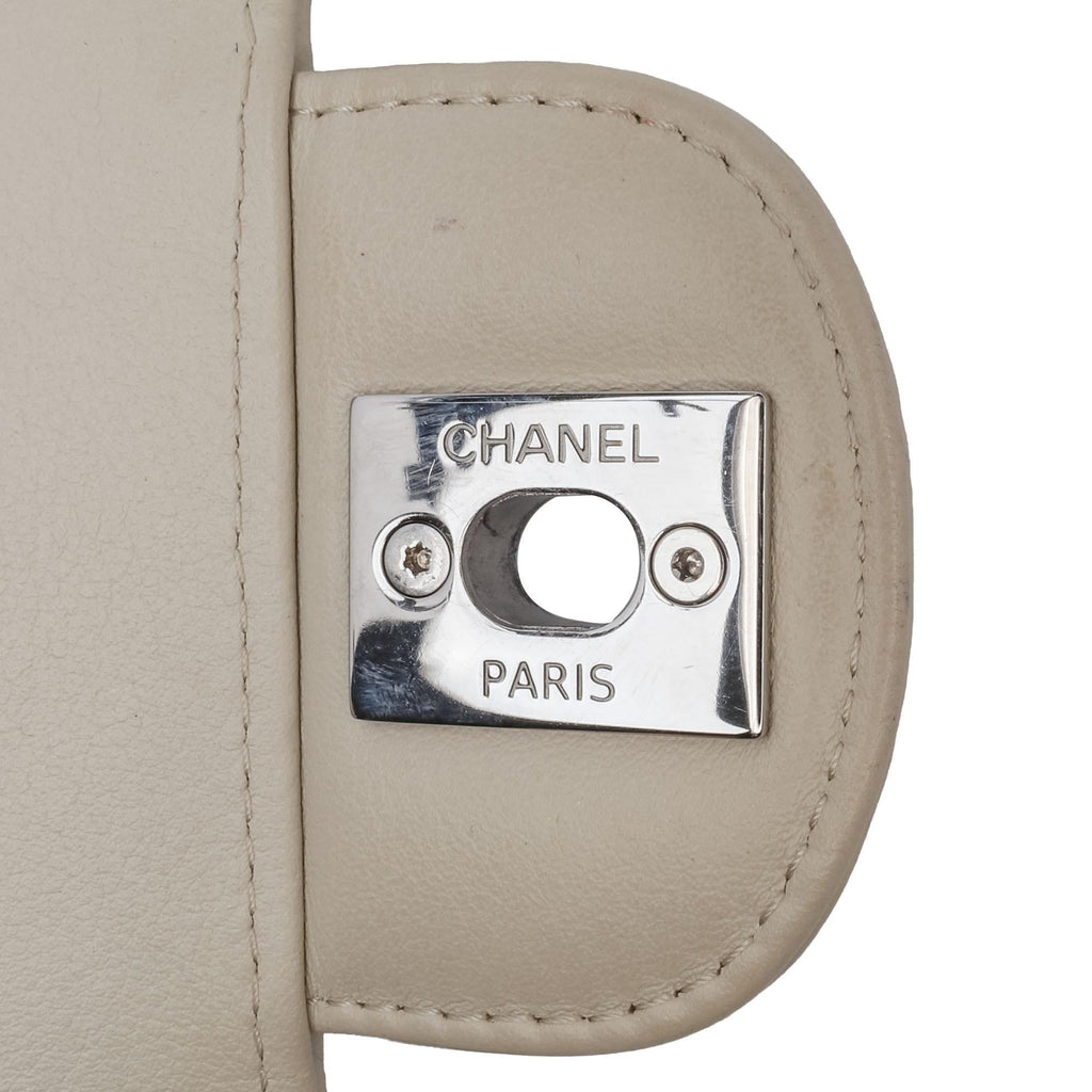 Chanel Small Classic Chevron Lambskin Double Flap Shoulder Bag - White