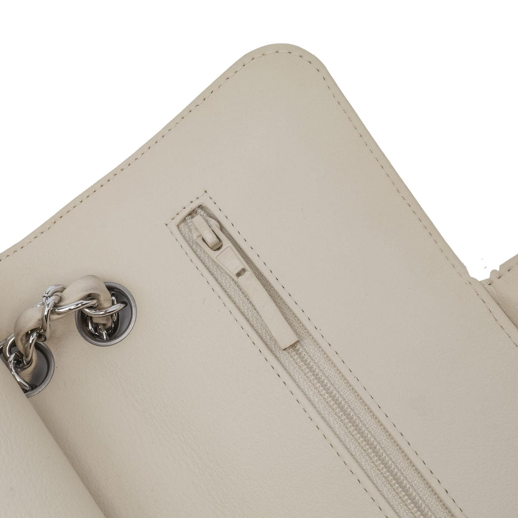 Chanel Small Classic Chevron Lambskin Double Flap Shoulder Bag - White