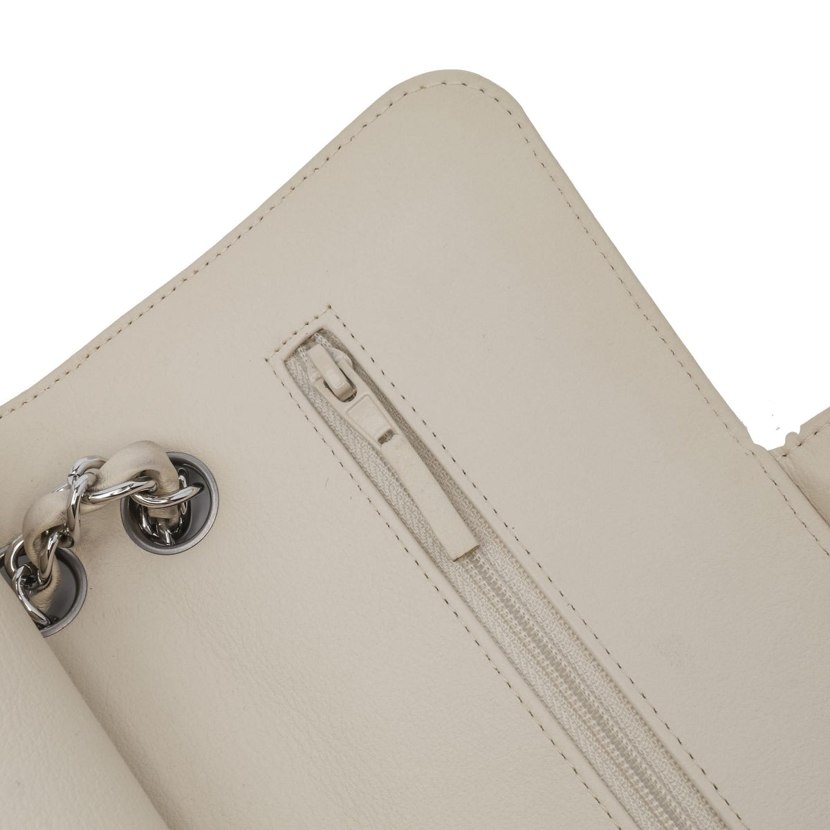 Chanel Small Classic Chevron Lambskin Double Flap Shoulder Bag - White