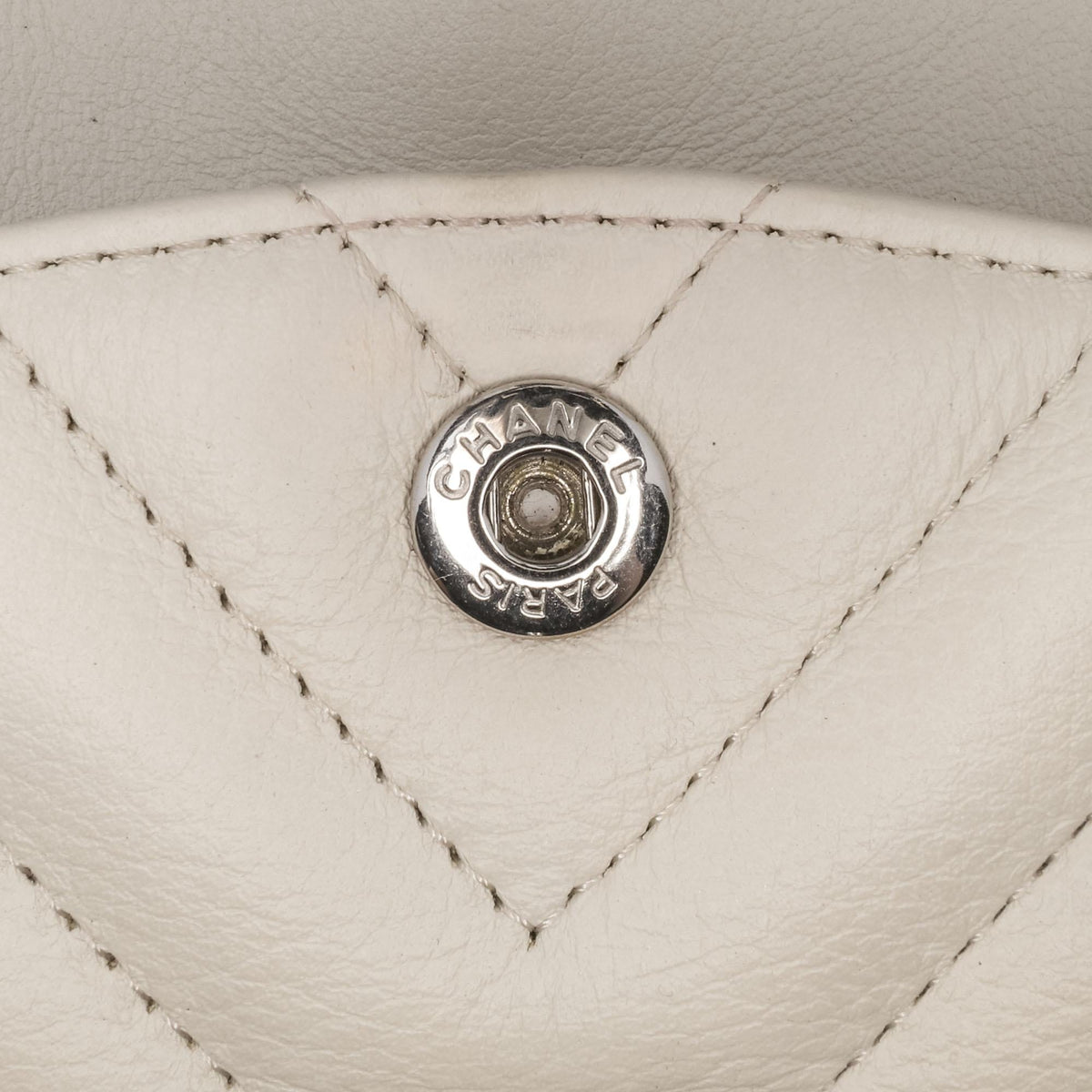 Chanel Small Classic Chevron Lambskin Double Flap Shoulder Bag - White