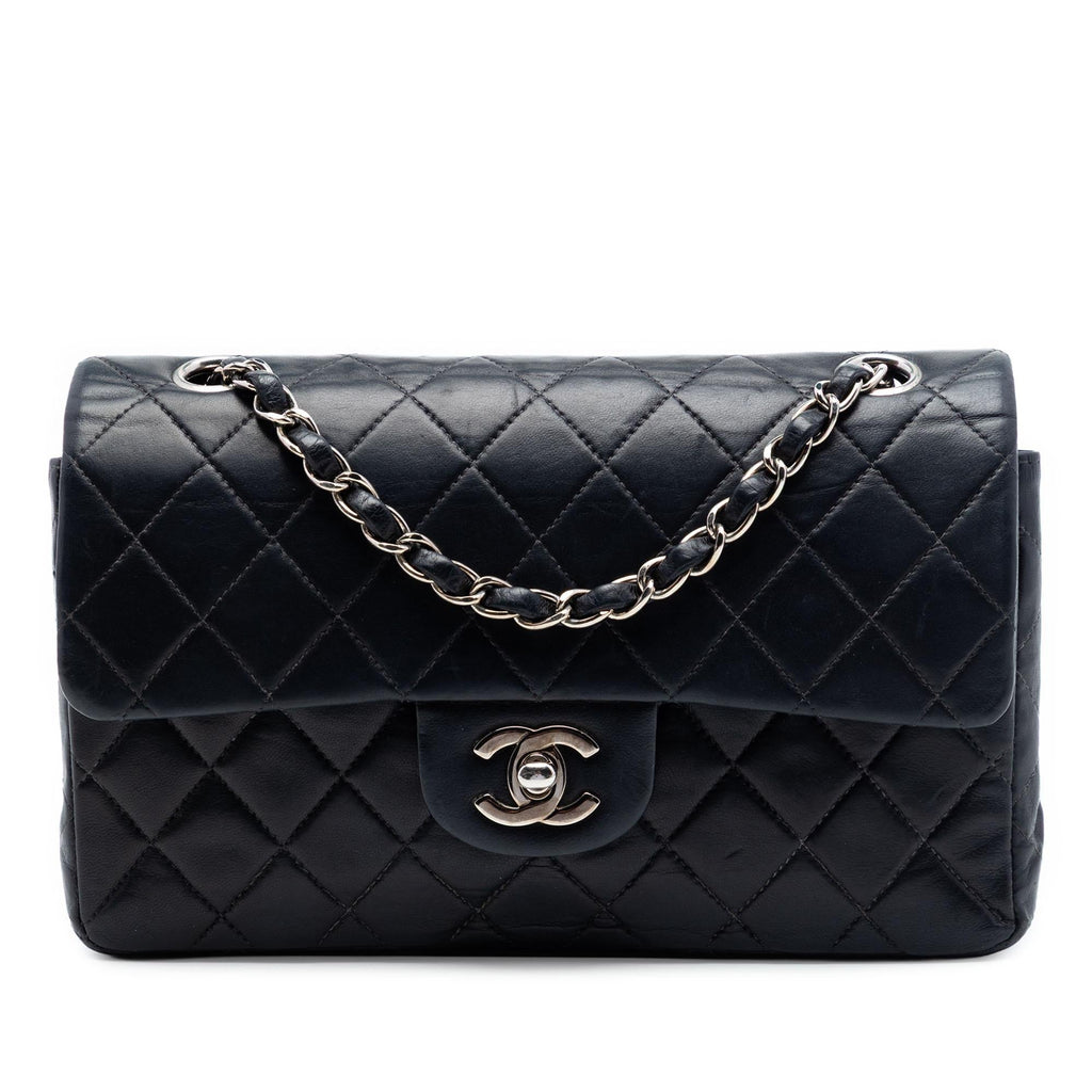 Chanel Small Classic Lambskin Double Flap Shoulder Bag - Black
