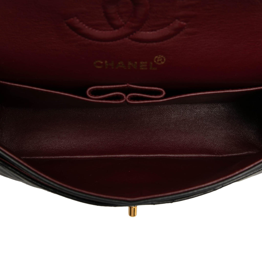 Chanel Small Classic Lambskin Double Flap Shoulder Bag - Black