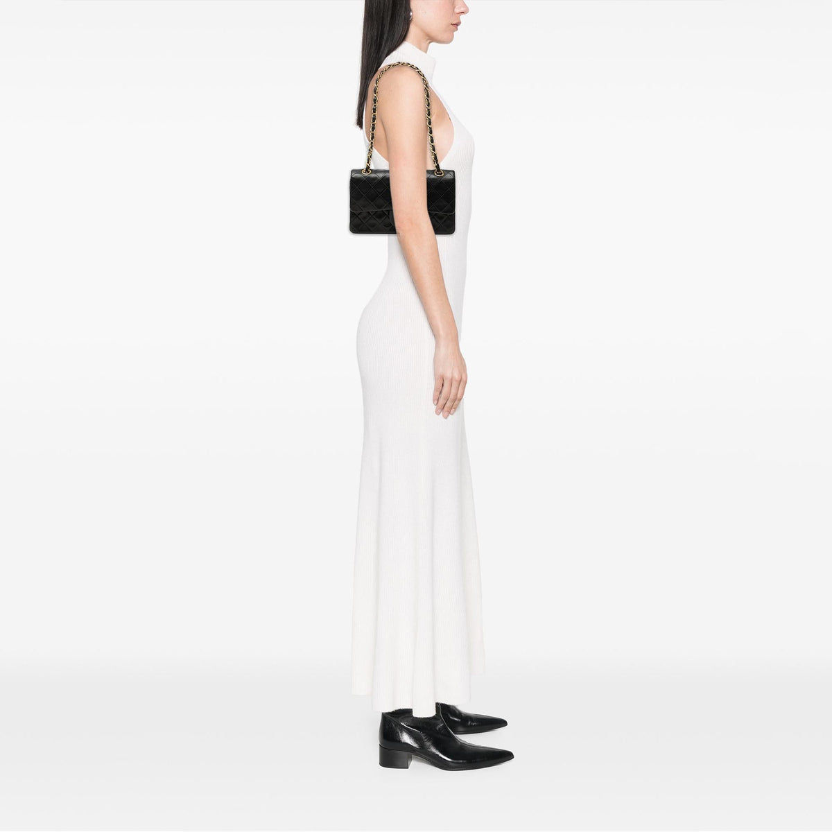 Chanel Small Classic Lambskin Double Flap Shoulder Bag - Black