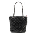 Chanel Small Quilted Aged Calfskin Cotton Club Tote Bag - Black
