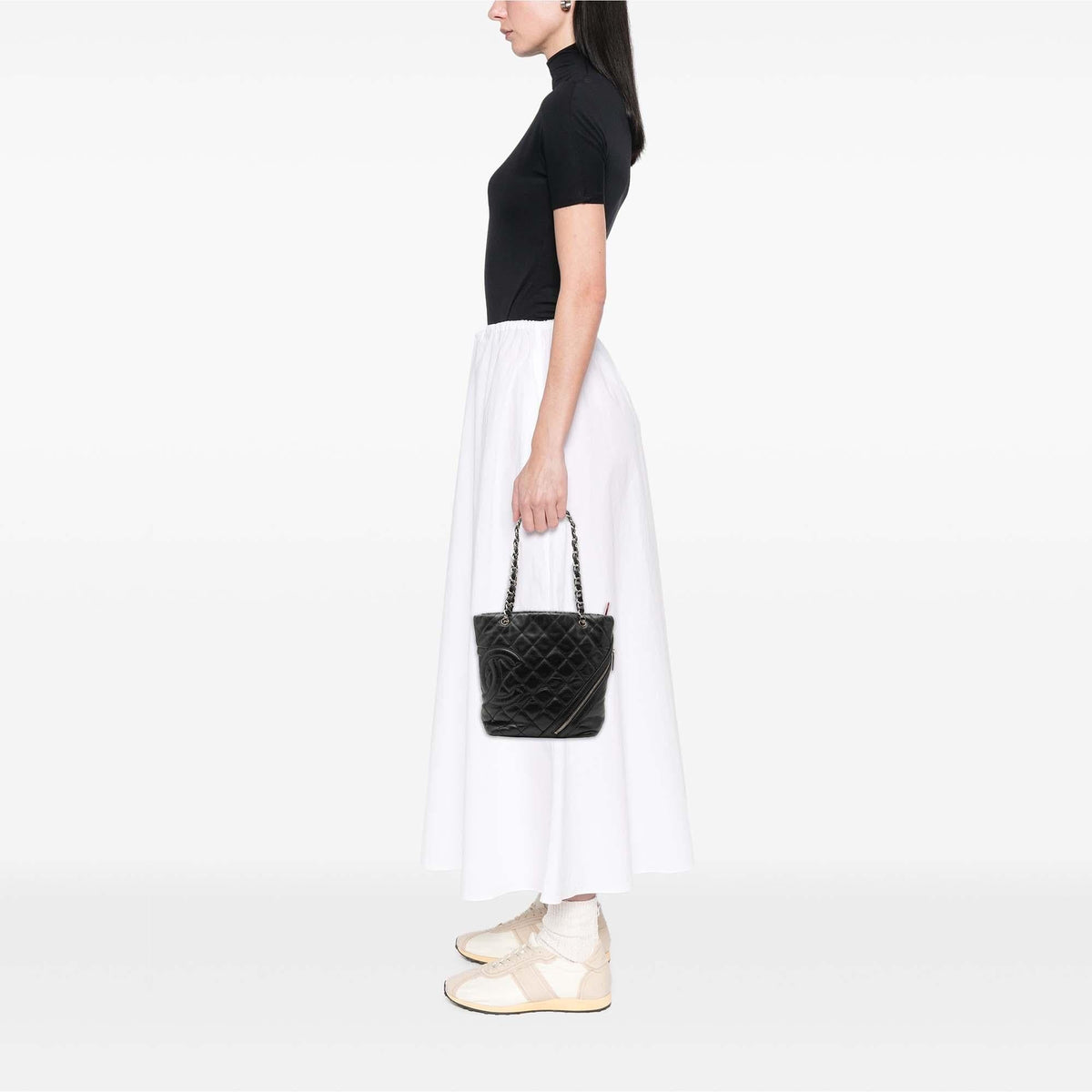 Chanel Small Quilted Aged Calfskin Cotton Club Tote Bag - Black