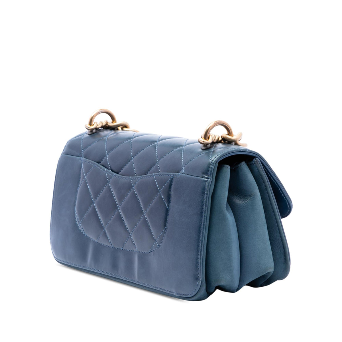 Chanel Small Quilted Calfskin Straight Lined Flap Satchel - Blue