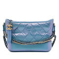 Chanel Small Quilted Iridescent Aged Calfskin Gabrielle Hobo - Blue