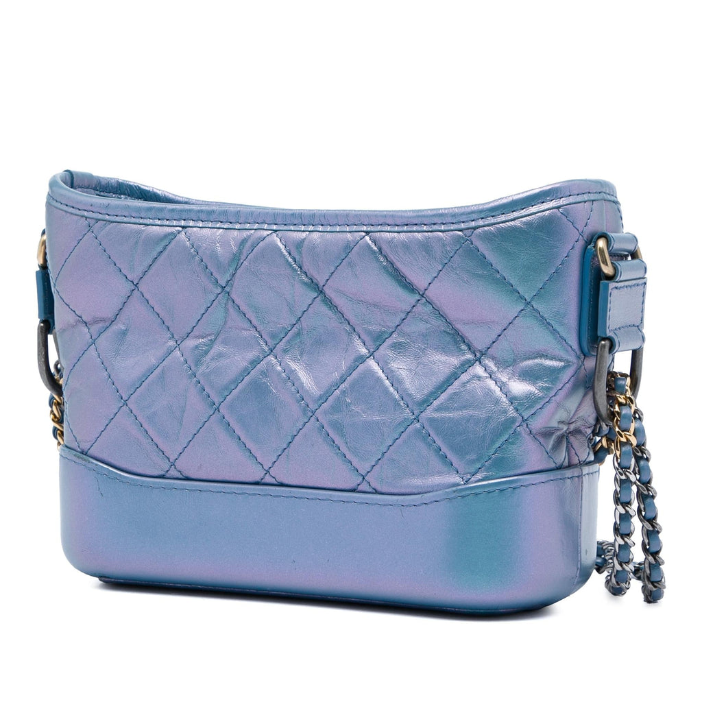 Chanel Small Quilted Iridescent Aged Calfskin Gabrielle Hobo - Blue