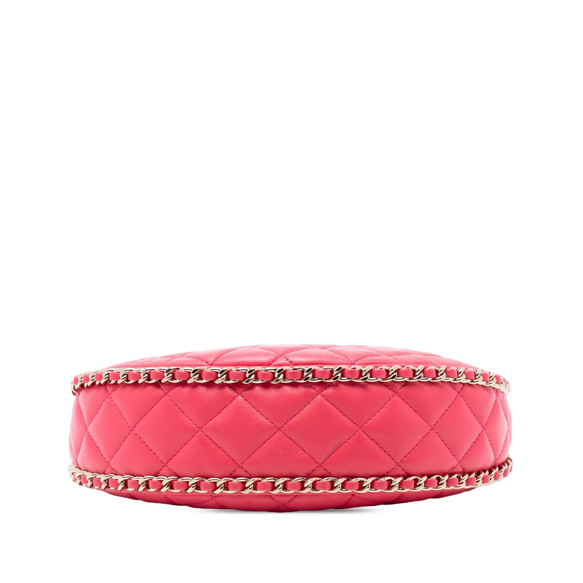 Chanel Small Quilted Lambskin Chain Around Hook Hobo Bag - Pink