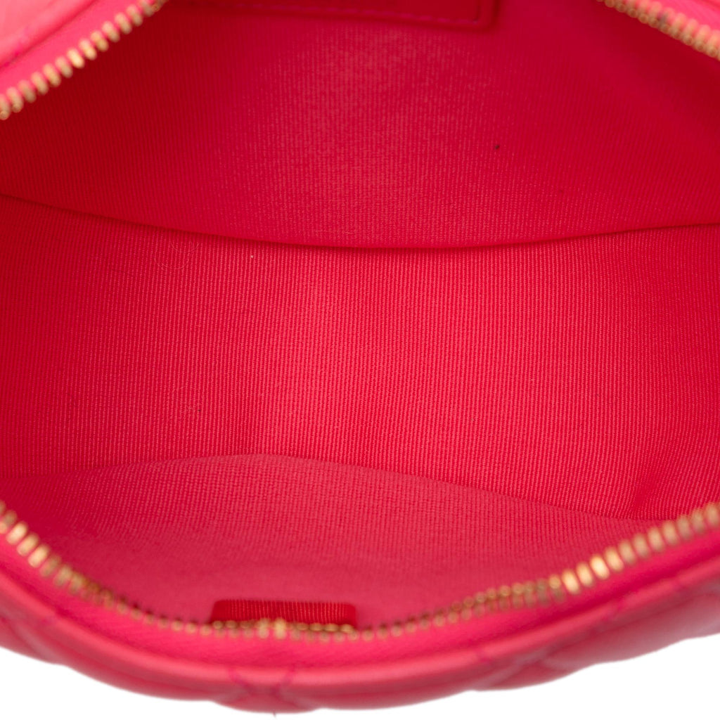 Chanel Small Quilted Lambskin Chain Around Hook Hobo Bag - Pink