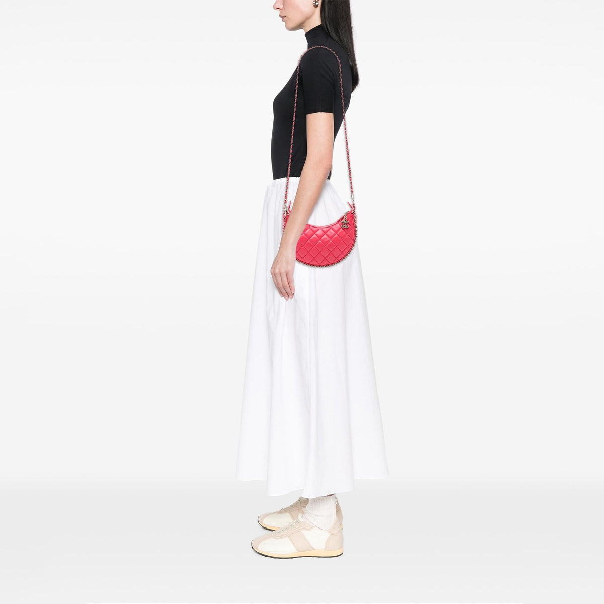 Chanel Small Quilted Lambskin Chain Around Hook Hobo Bag - Pink
