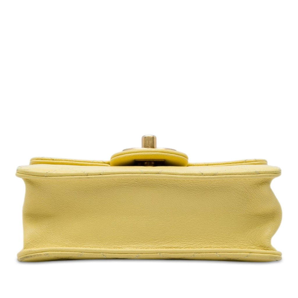 Chanel Small Quilted Lambskin Chic Pearls Flap Crossbody Bag - Yellow
