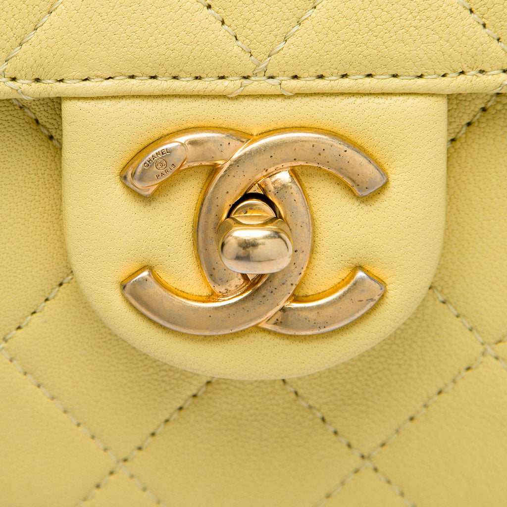 Chanel Small Quilted Lambskin Chic Pearls Flap Crossbody Bag - Yellow