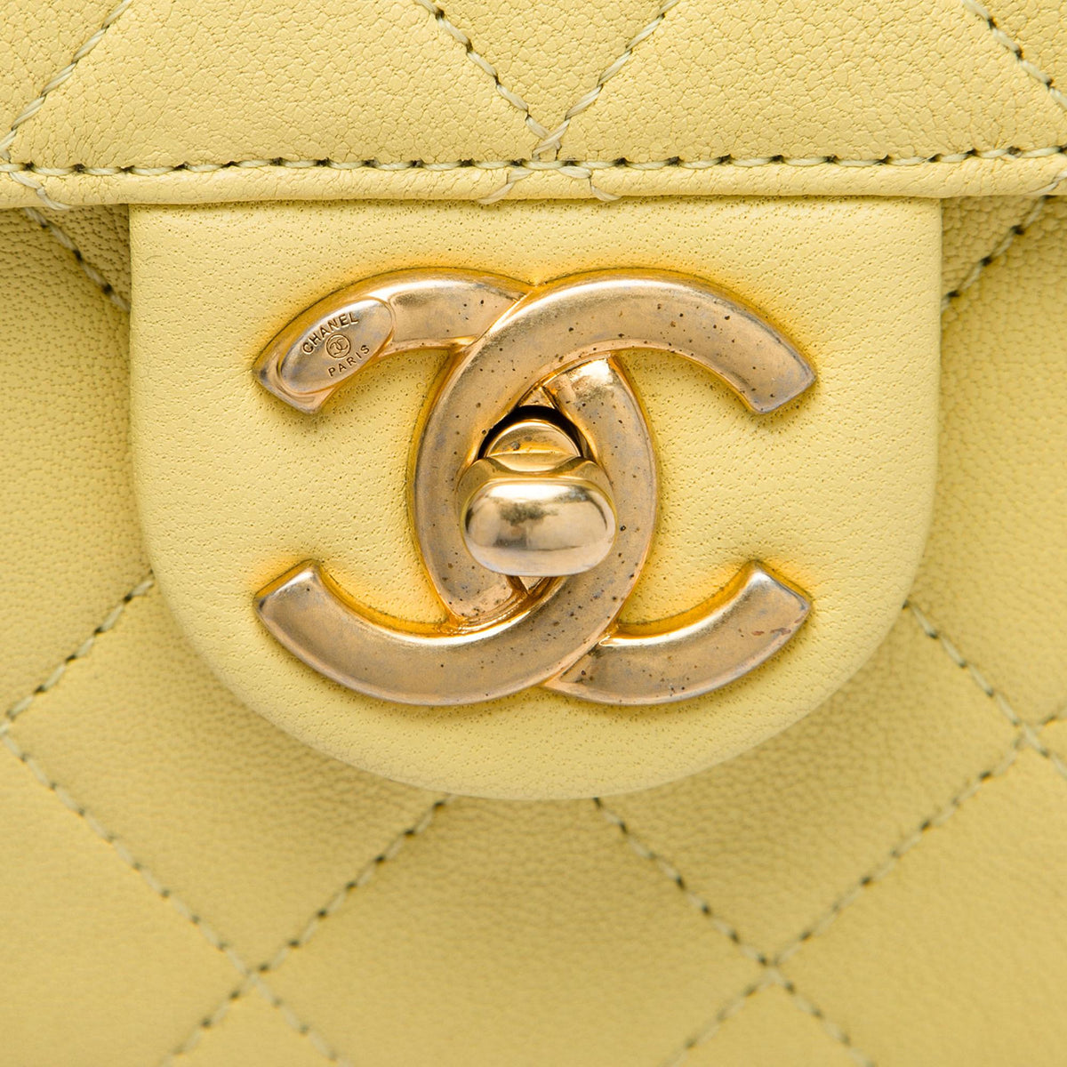 Chanel Small Quilted Lambskin Chic Pearls Flap Crossbody Bag - Yellow