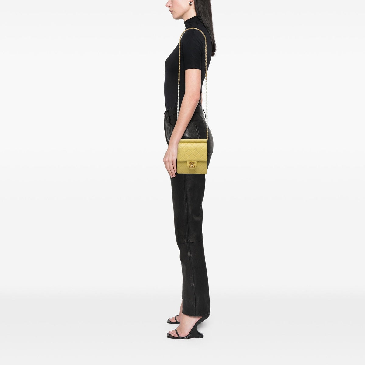 Chanel Small Quilted Lambskin Chic Pearls Flap Crossbody Bag - Yellow