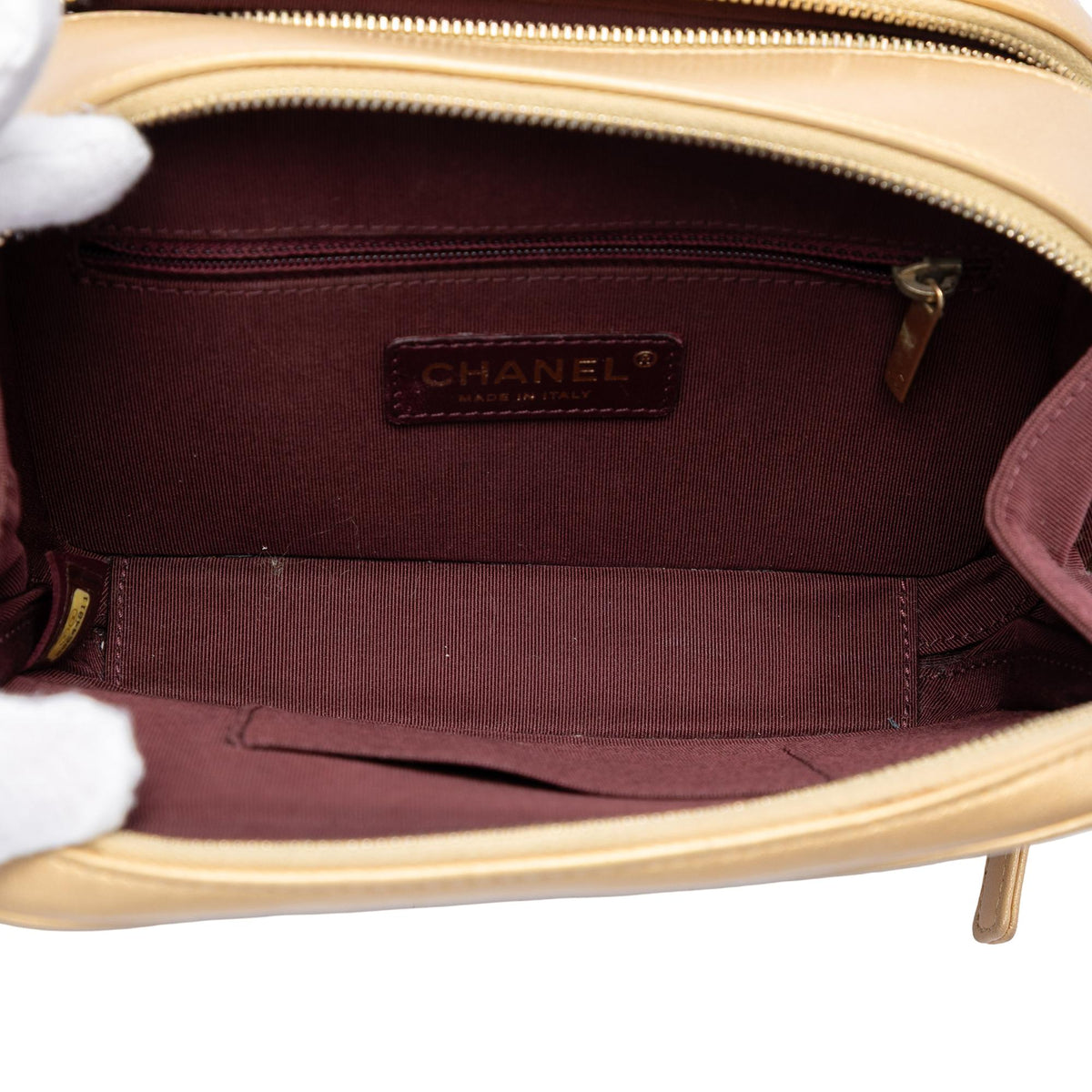 Chanel Small Quilted Lambskin Coco Boy Camera Bag - Gold