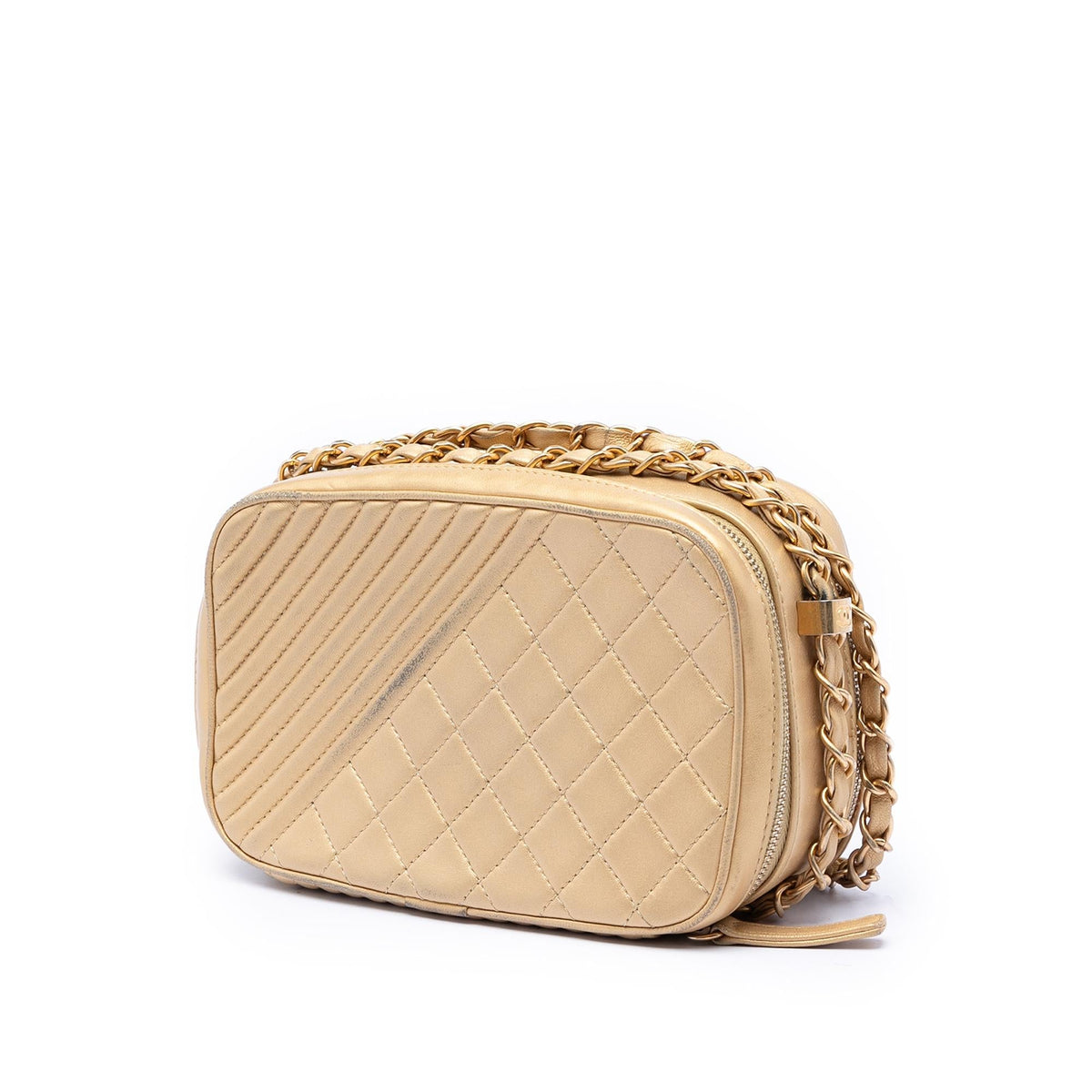 Chanel Small Quilted Lambskin Coco Boy Camera Bag - Gold