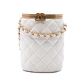 Chanel Small Quilted Lambskin Crown Box Bag - White