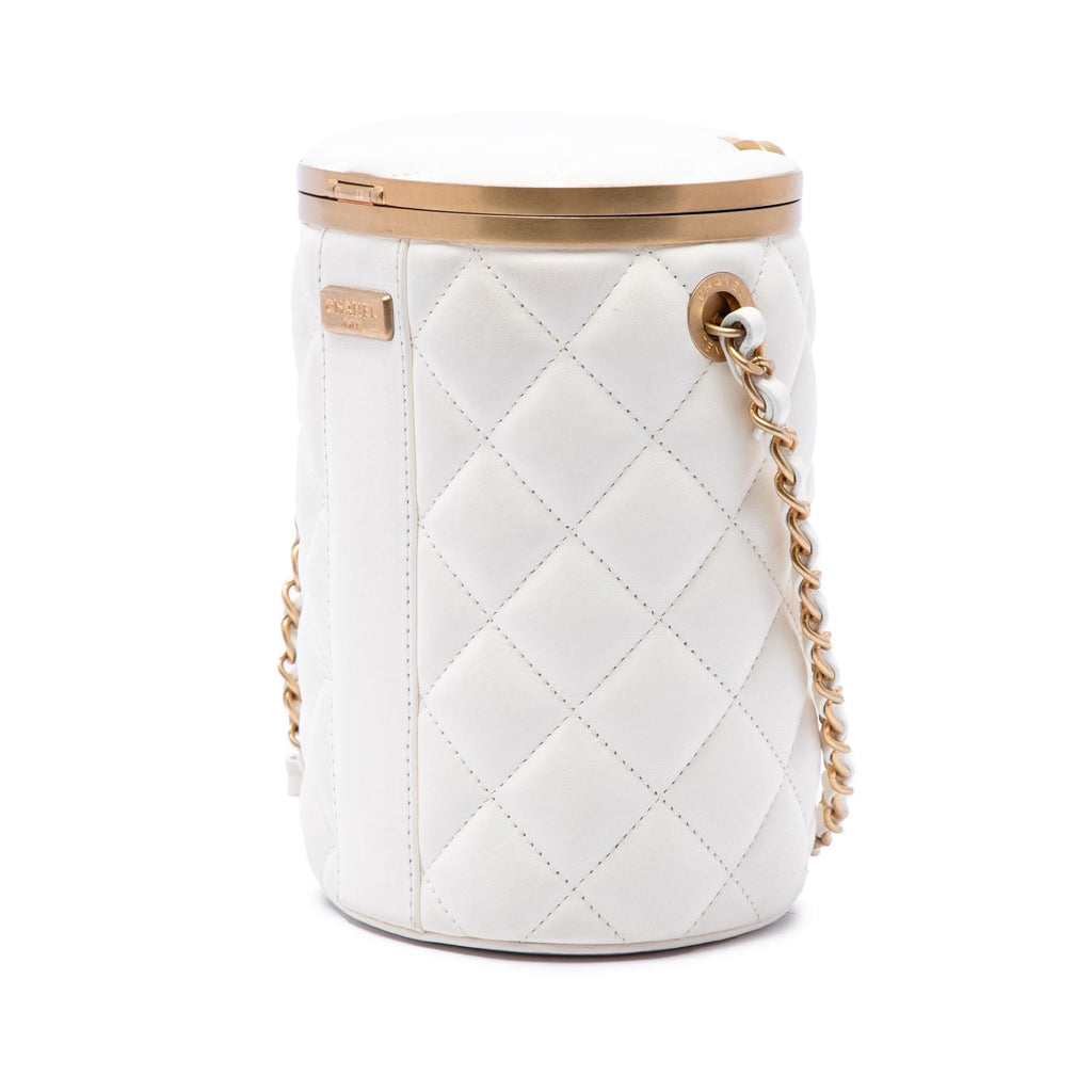 Chanel Small Quilted Lambskin Crown Box Bag - White
