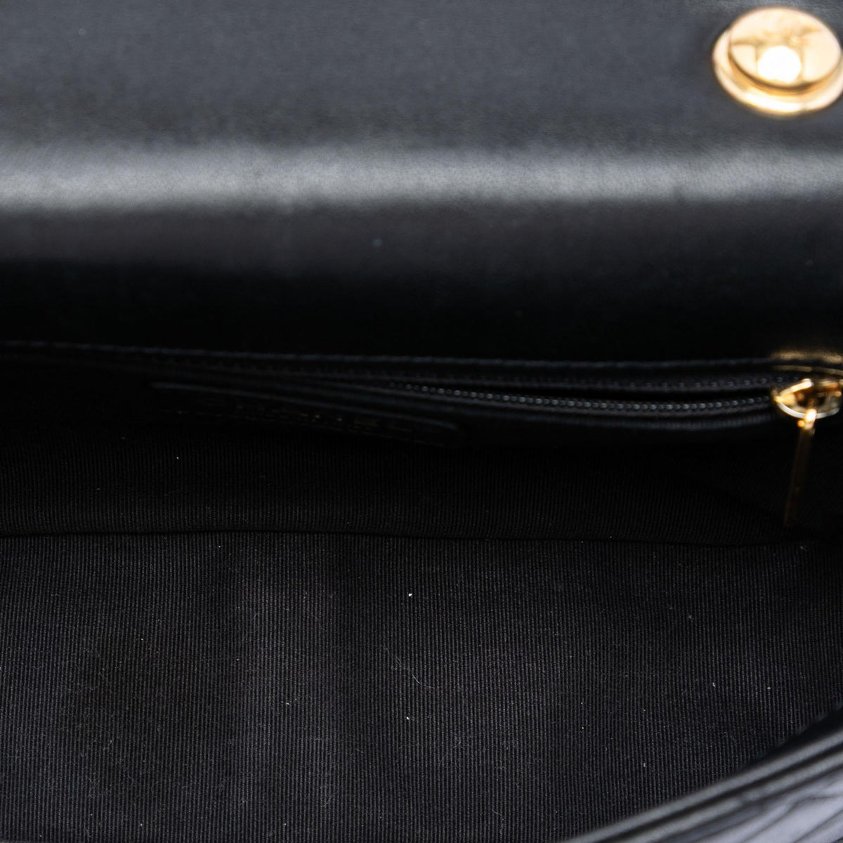 Chanel Small Quilted Lambskin Round Top Handle Flap Satchel - Black