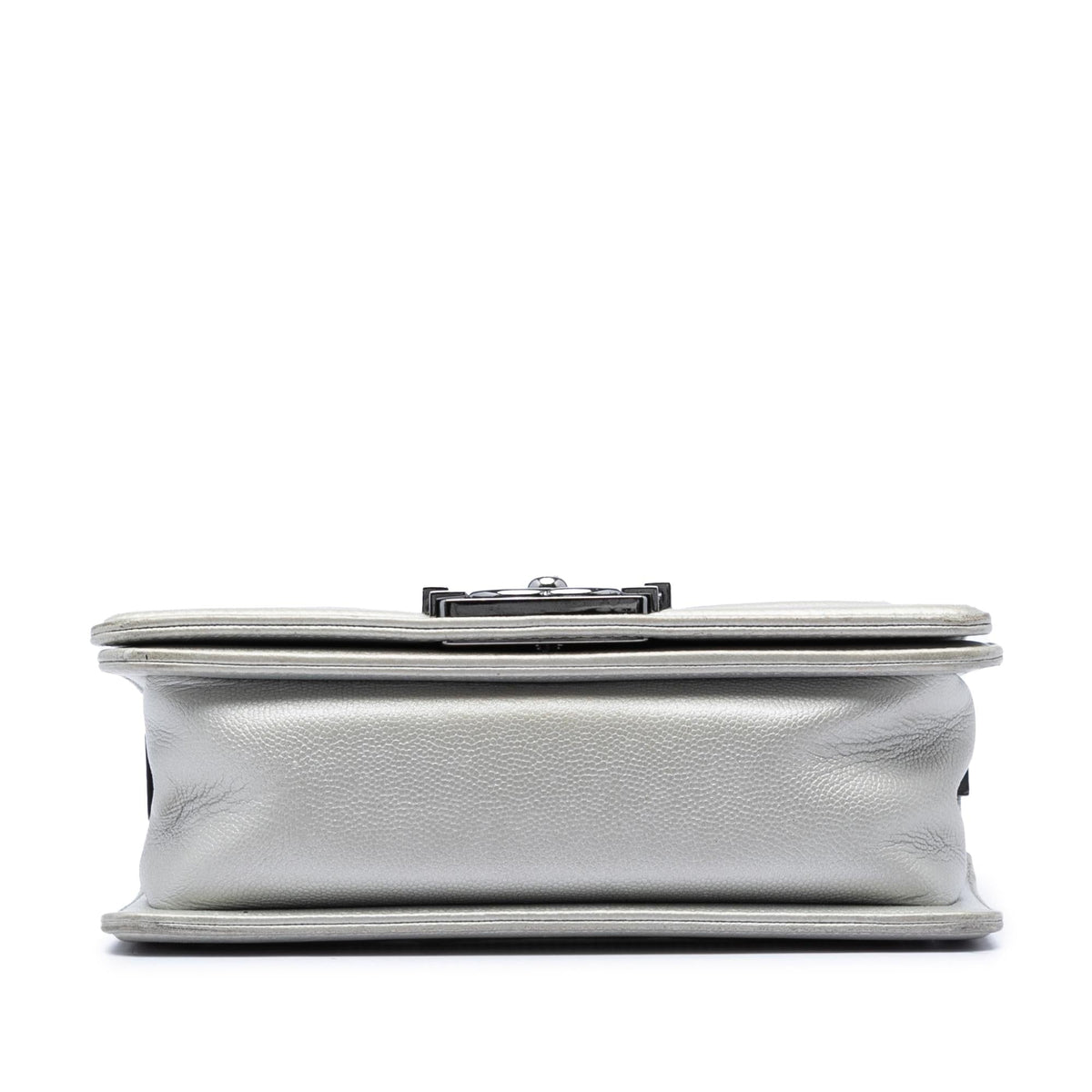 Chanel Small Quilted Metallic Caviar Boy Flap Crossbody Bag - Silver