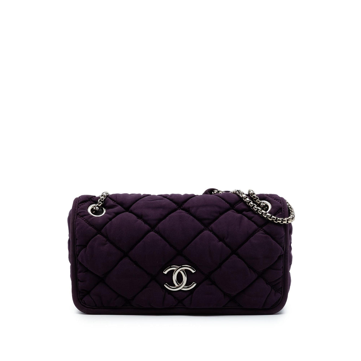 Chanel Small Quilted Nylon Bubble Flap Shoulder Bag - Purple