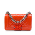 Chanel Small Quilted Patent and Acrylic Boy Flap Crossbody Bag - Orange