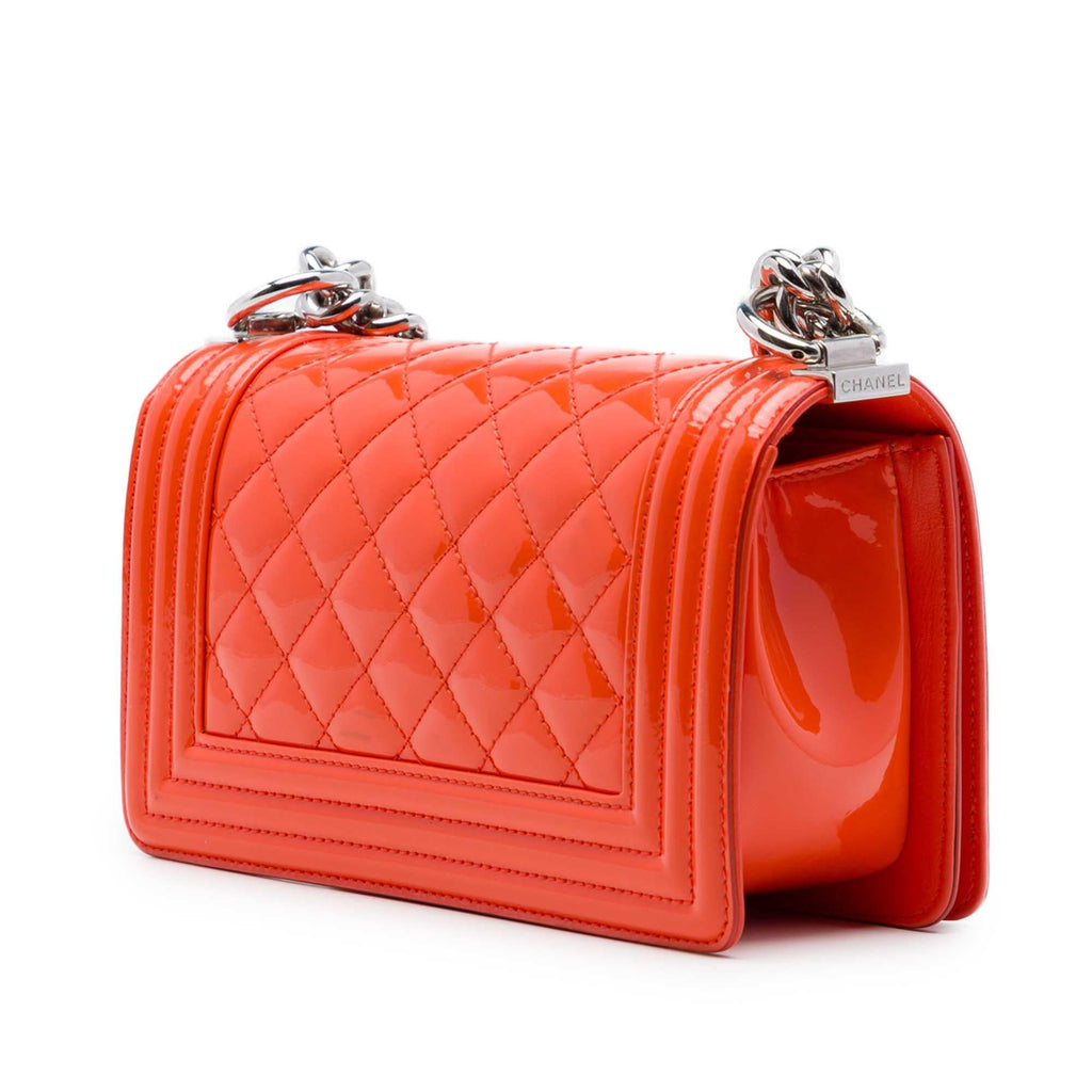 Chanel Small Quilted Patent and Acrylic Boy Flap Crossbody Bag - Orange