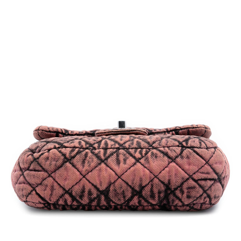 Chanel Small Square CC Quilted Denimpression Single Flap Crossbody Bag - Grey/Pink