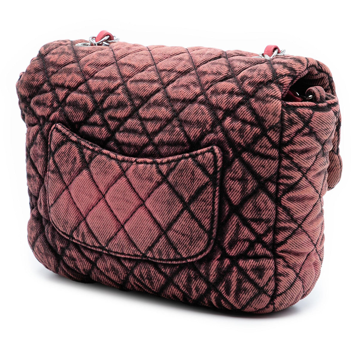 Chanel Small Square CC Quilted Denimpression Single Flap Crossbody Bag - Grey/Pink