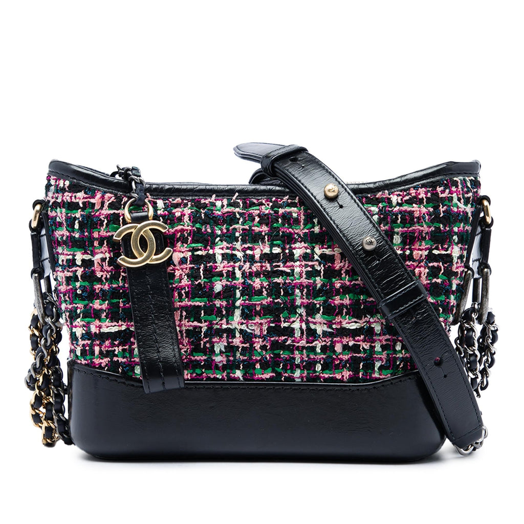 Chanel Small Tweed and Lambskin Gabrielle Crossbody Bag - Black