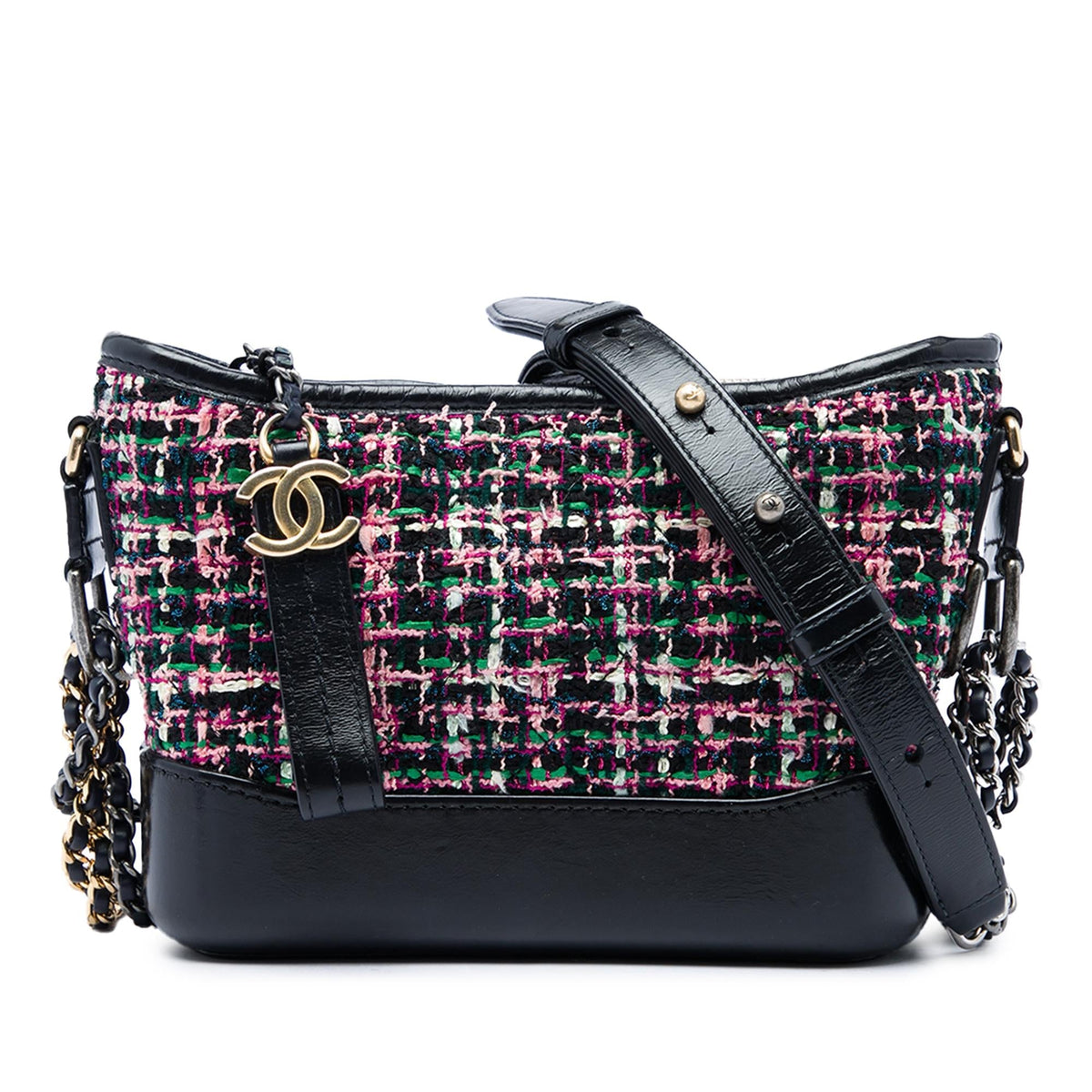 Chanel Small Tweed and Lambskin Gabrielle Crossbody Bag - Black