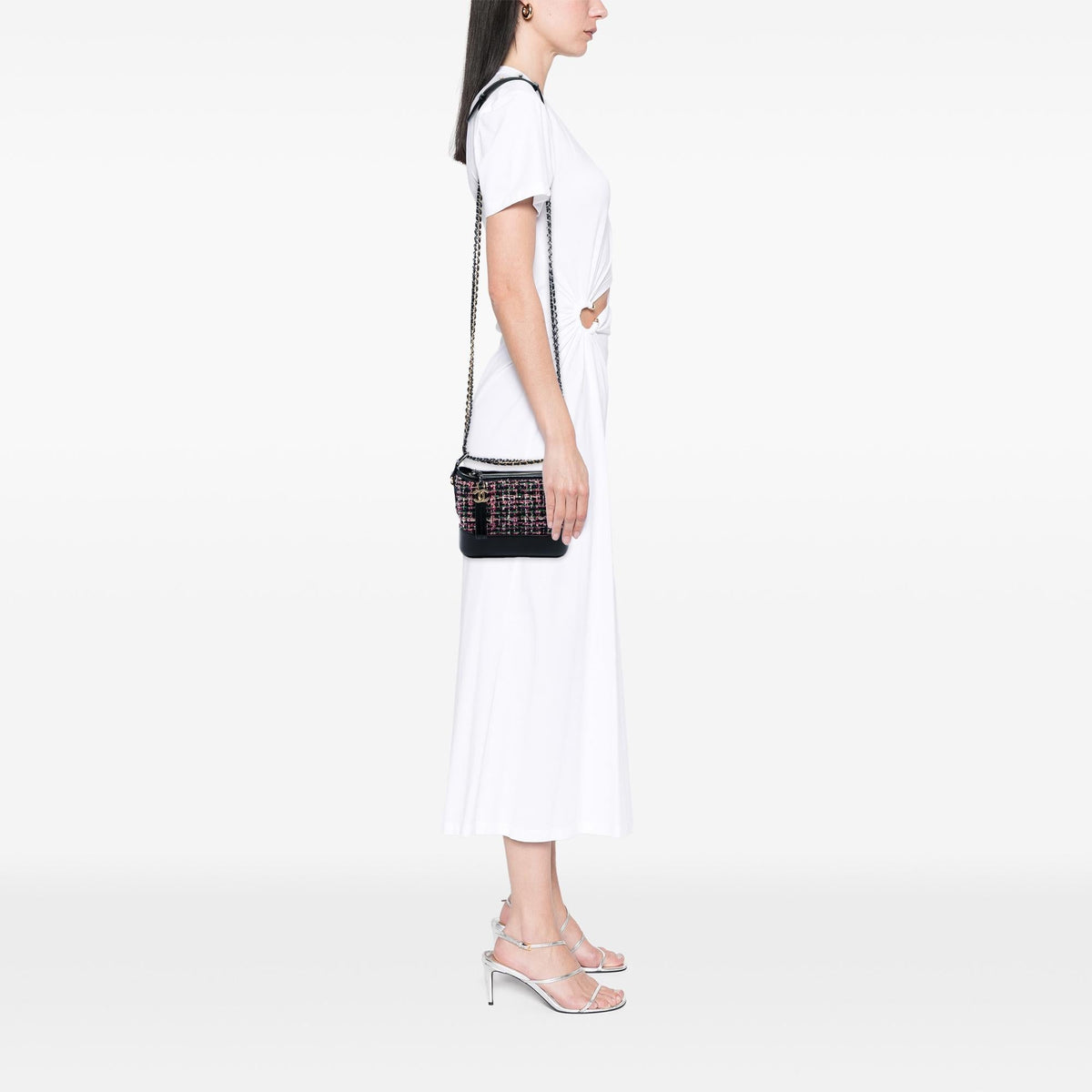 Chanel Small Tweed and Lambskin Gabrielle Crossbody Bag - Black