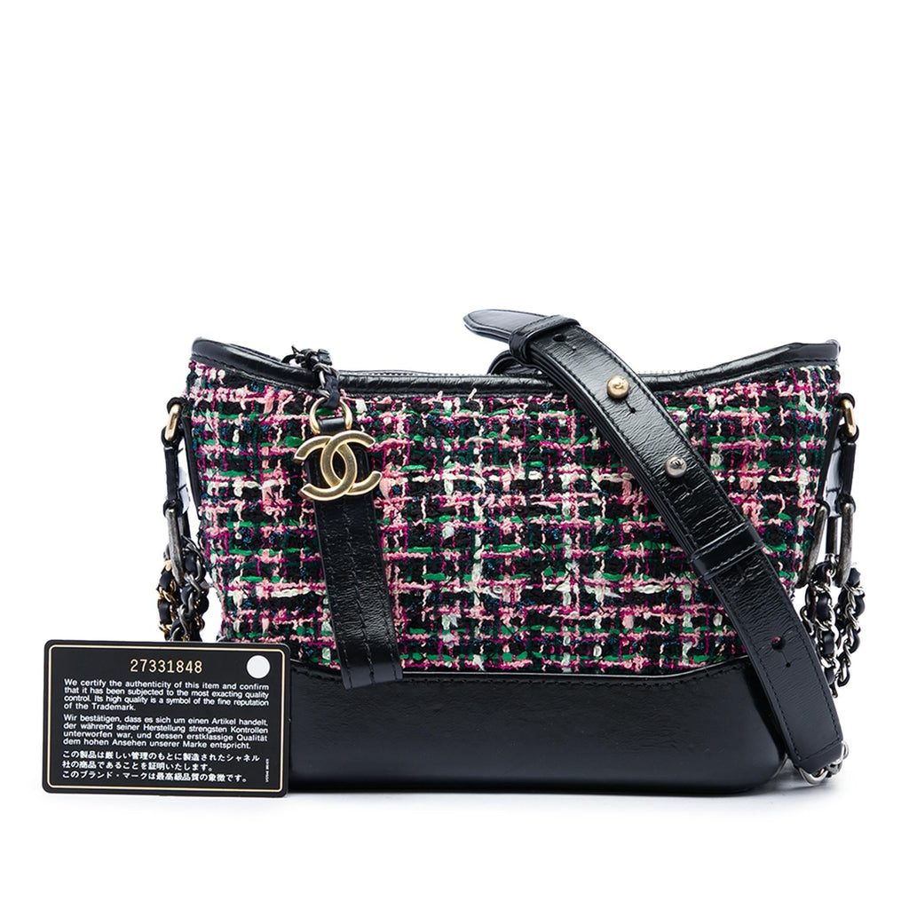 Chanel Small Tweed and Lambskin Gabrielle Crossbody Bag - Black