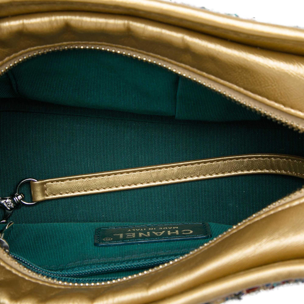 Chanel Small Tweed and Metallic Calfskin Gabrielle Crossbody Bag - Gold