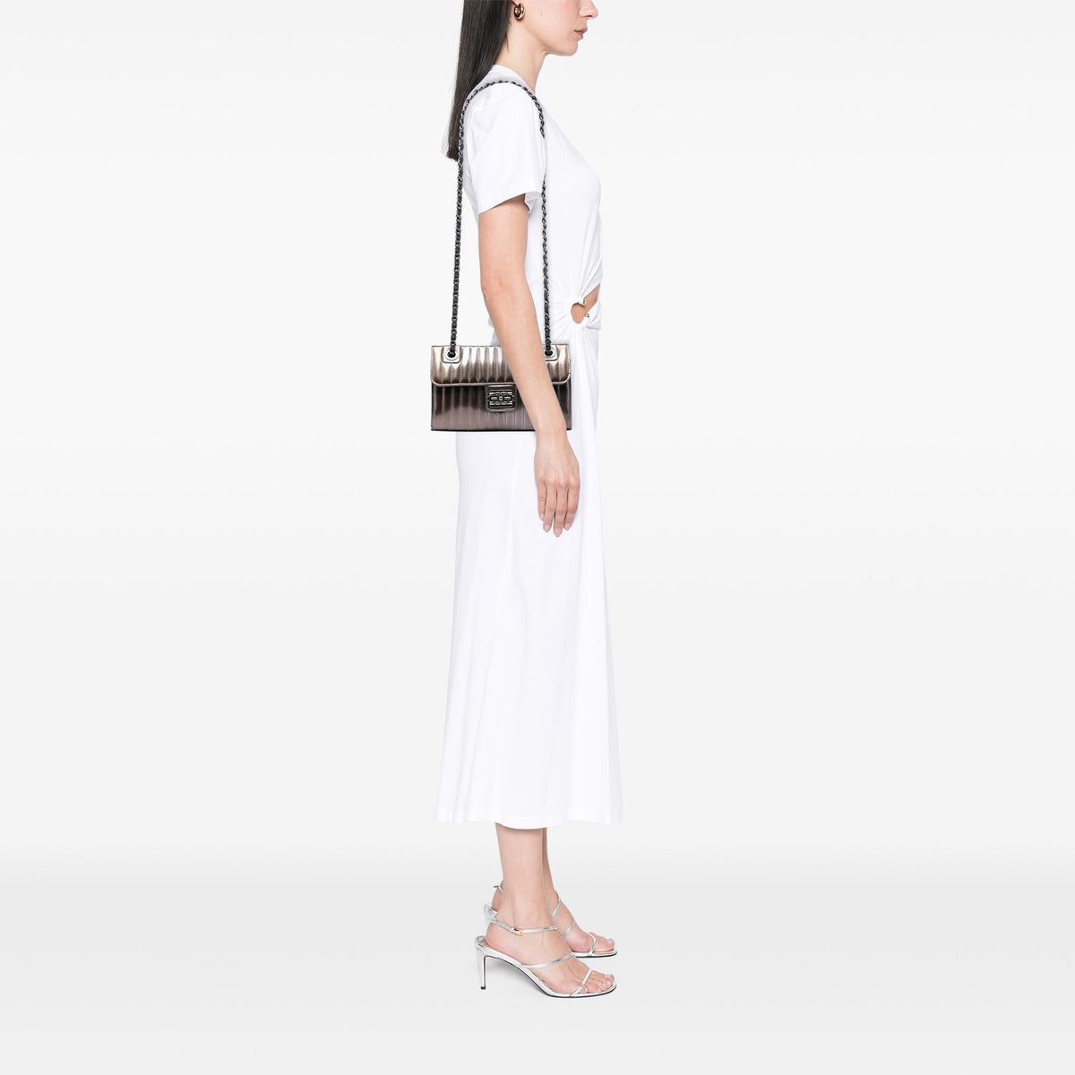 Chanel Small Vertical Quilted Patent Maharaja Express Flap Shoulder Bag - Grey