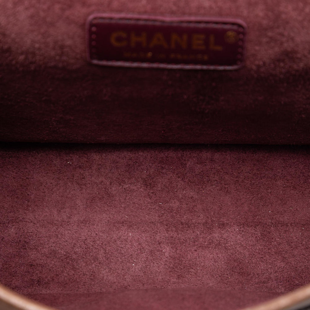 Chanel Smooth Calfskin and Knit Reissue 2.55 Medallion Nude Double Flap 225 Shoulder Bag - Brown