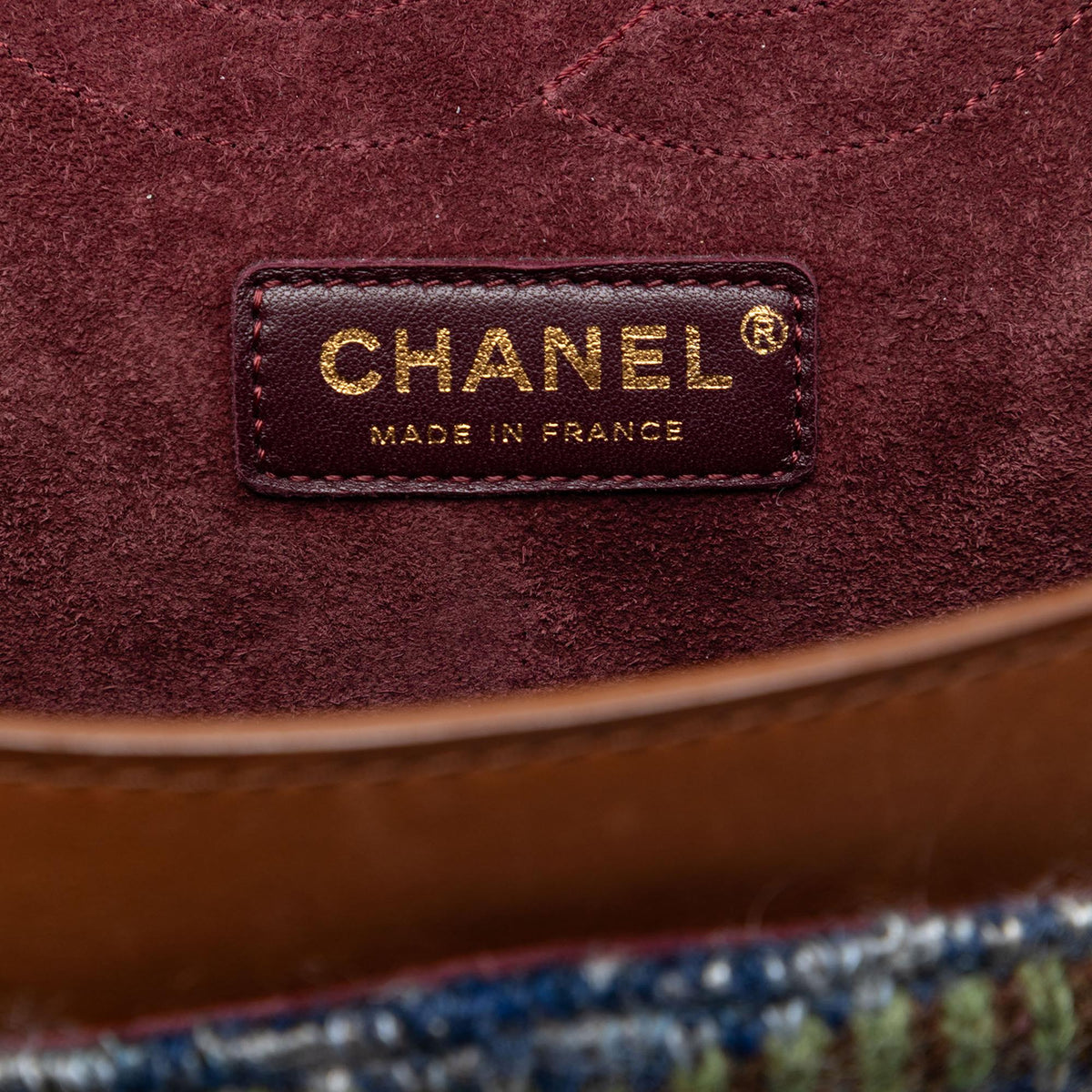 Chanel Smooth Calfskin and Knit Reissue 2.55 Medallion Nude Double Flap 225 Shoulder Bag - Brown