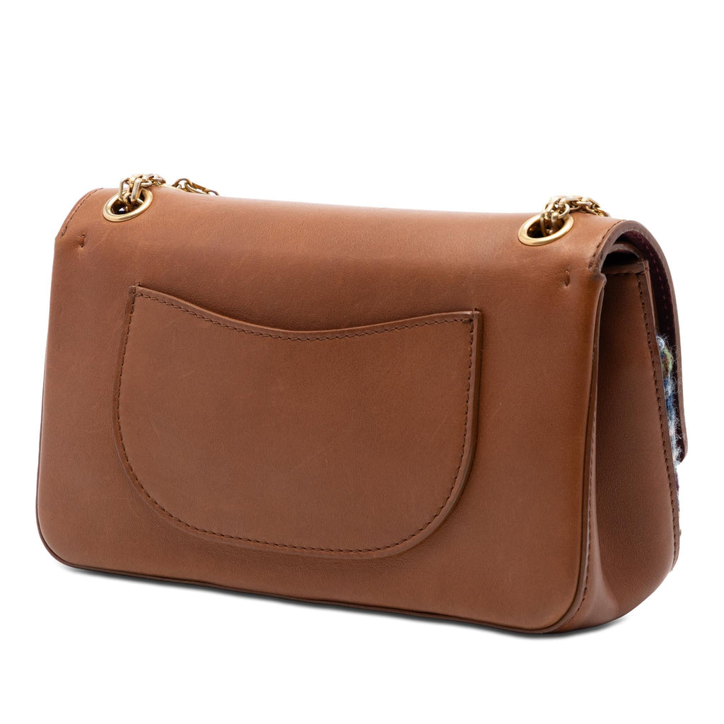 Chanel Smooth Calfskin and Knit Reissue 2.55 Medallion Nude Double Flap 225 Shoulder Bag - Brown