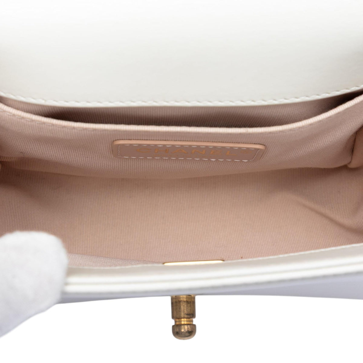 Chanel Square Calfskin Boy Reverso Flap Crossbody Bag - White