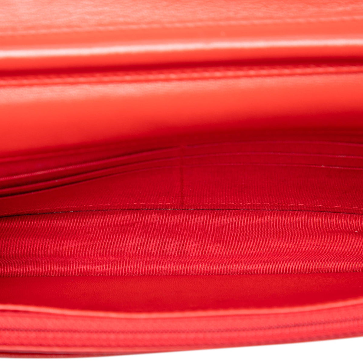 Chanel Stitched CC Quilted Lambskin Wallet on Chain - Red