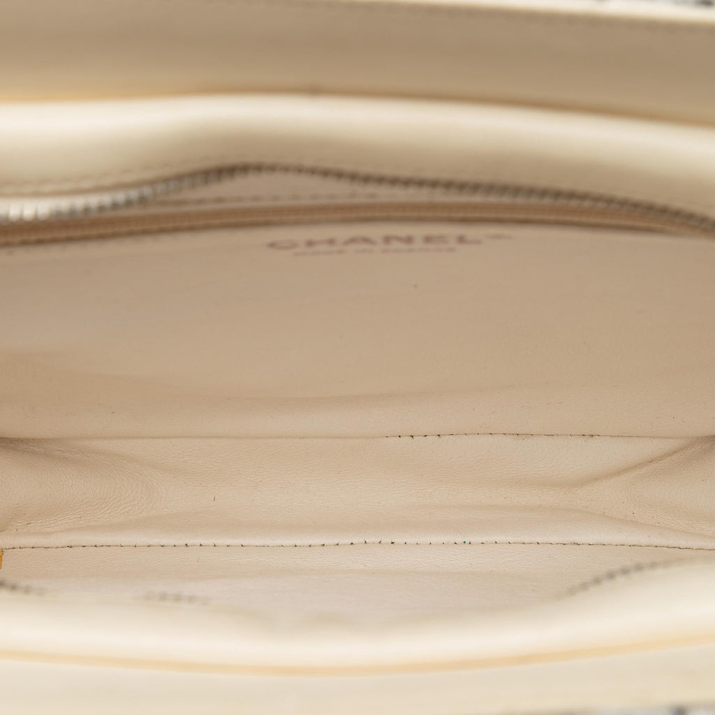 Chanel Tweed and Resin Zipped Shopping Bag - White