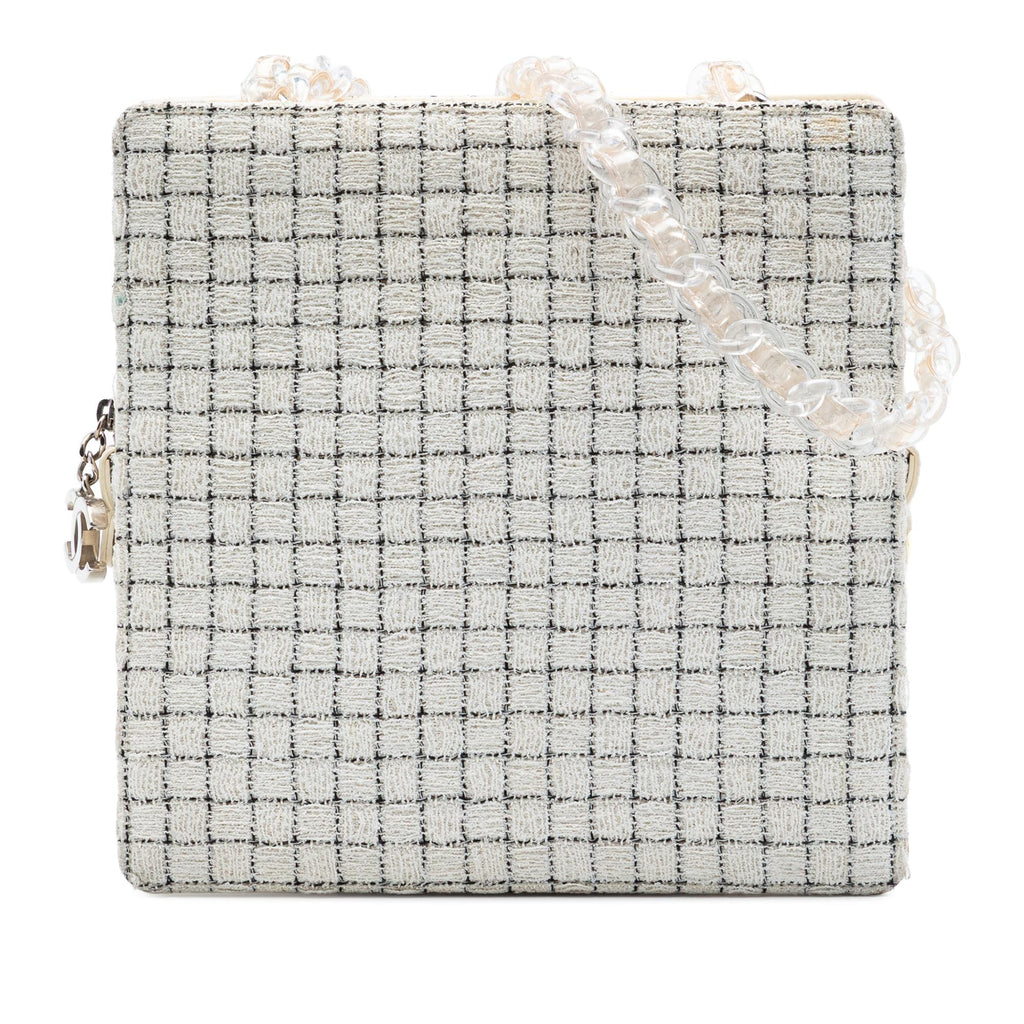 Chanel Tweed and Resin Zipped Shopping Bag - White