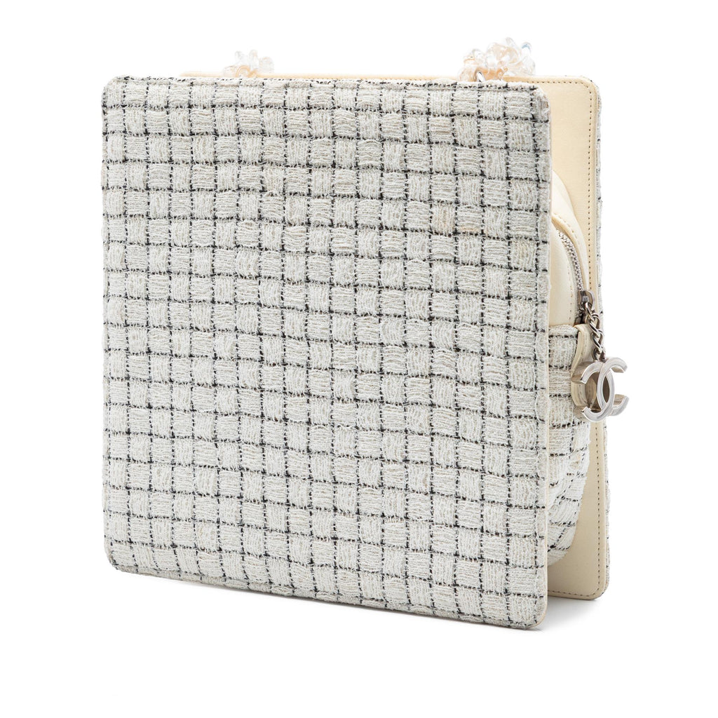 Chanel Tweed and Resin Zipped Shopping Bag - White