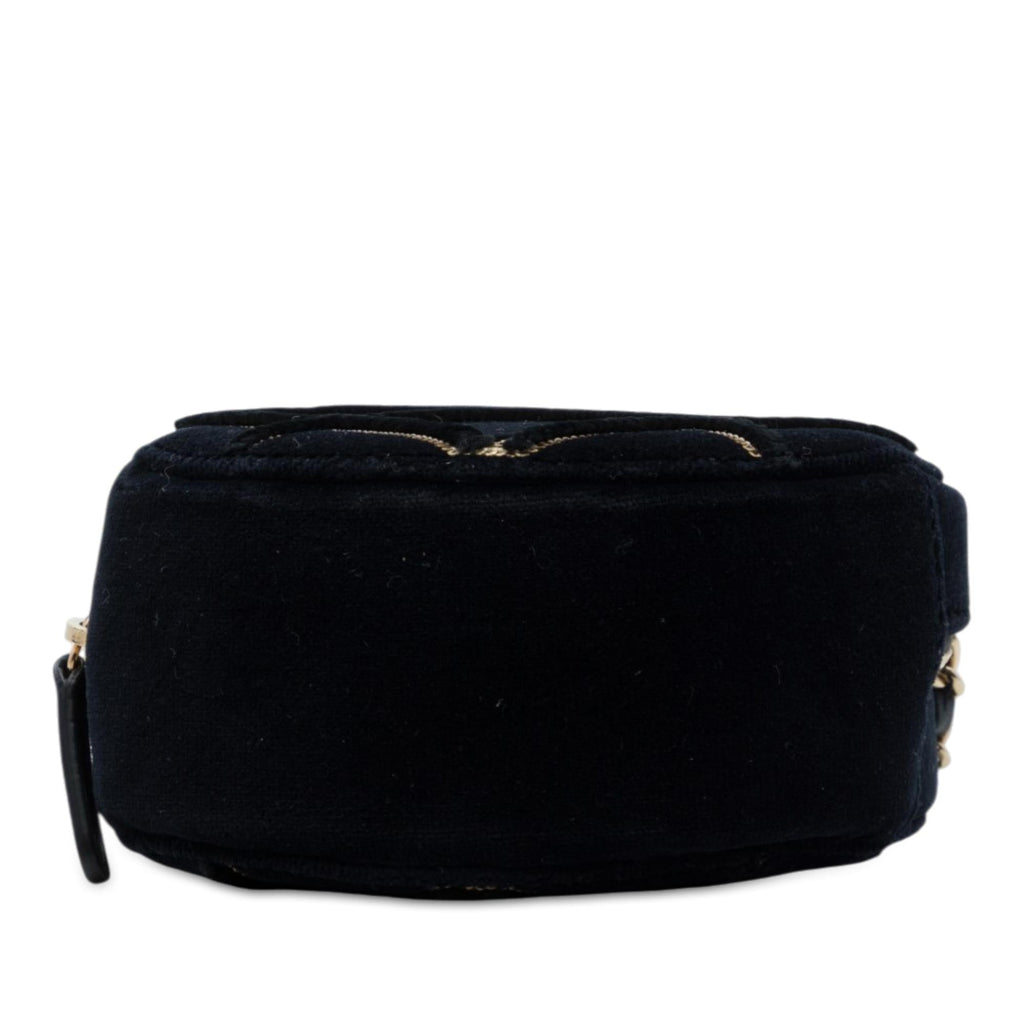 Chanel Velvet Pearl Sequin Round Crossbody Bag - Black